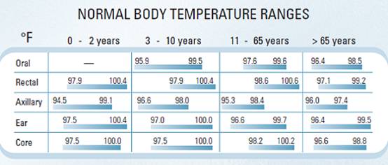 Pacifier Thermometer Fever Chart